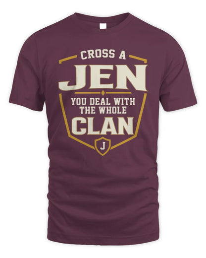 JEN NT1-K008 Cross A/An NAME, You Deal With the Whole Clan | Personalized Vintage T-Shirt - Unisex Standard T-Shirt - Maroon