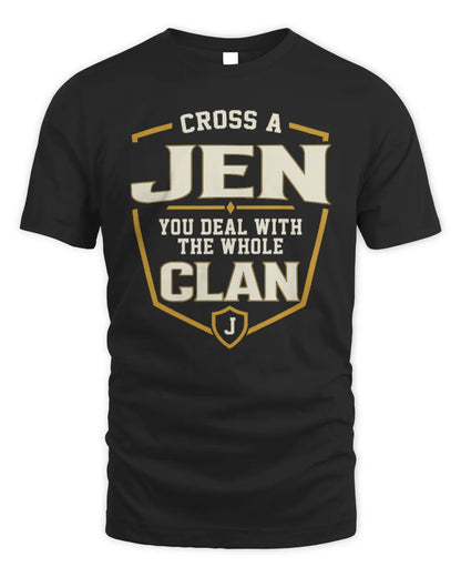 JEN NT1-K008 Cross A/An NAME, You Deal With the Whole Clan | Personalized Vintage T-Shirt - Unisex Standard T-Shirt - Black