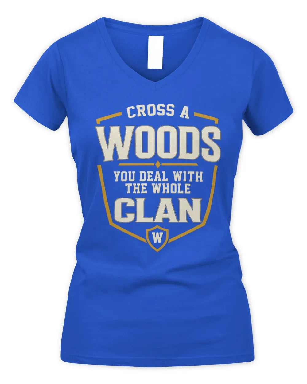 WOODS NT1-K008 Cross A/An NAME, You Deal With the Whole Clan | Personalized Vintage T-Shirt - Women's V-Neck T-Shirt - Royal