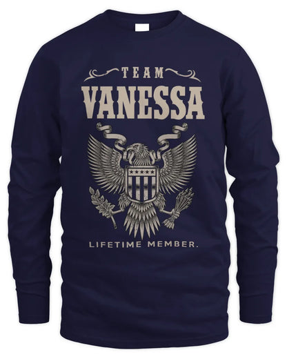 VANESSA TP06-K82 – Personalized Classic Style Apparel “Team NAME Lifetime Member” - Men's Long Sleeved T-Shirt - Navy
