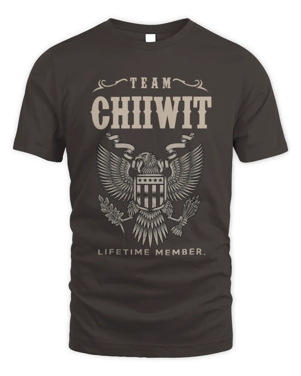 CHIIWIT TP06-K82 – Personalized Classic Style Apparel “Team NAME Lifetime Member” - Unisex Standard T-Shirt - Dark Chocolate