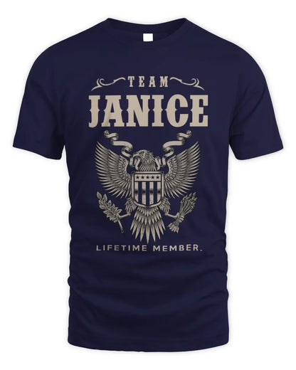 JANICE TP06-K82 – Personalized Classic Style Apparel “Team NAME Lifetime Member” - Unisex Standard T-Shirt - Navy