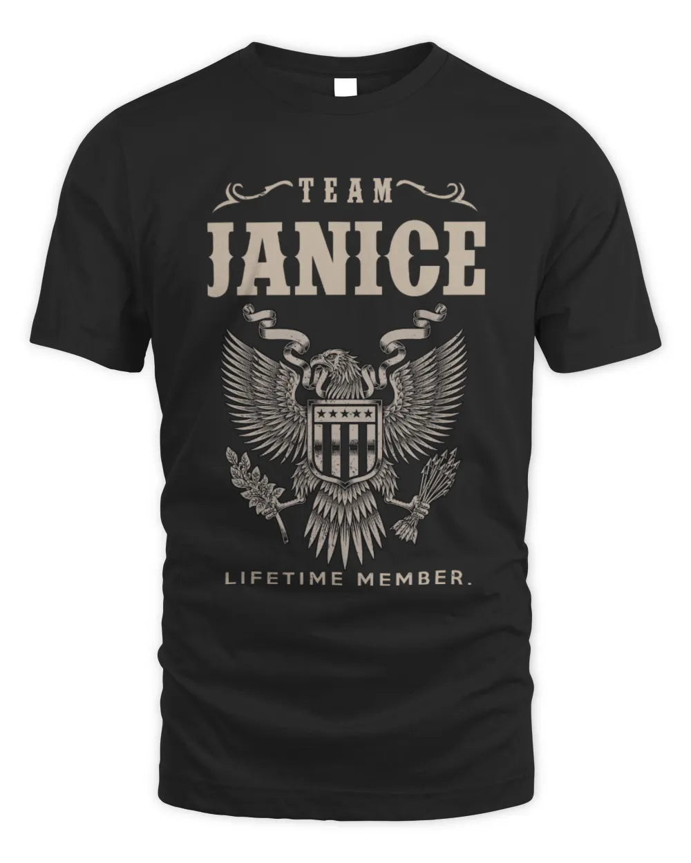 JANICE TP06-K82 – Personalized Classic Style Apparel “Team NAME Lifetime Member” - Unisex Standard T-Shirt - Black