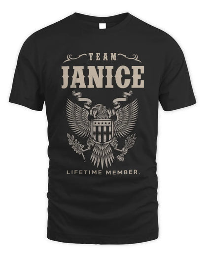 JANICE TP06-K82 – Personalized Classic Style Apparel “Team NAME Lifetime Member” - Unisex Standard T-Shirt - Black