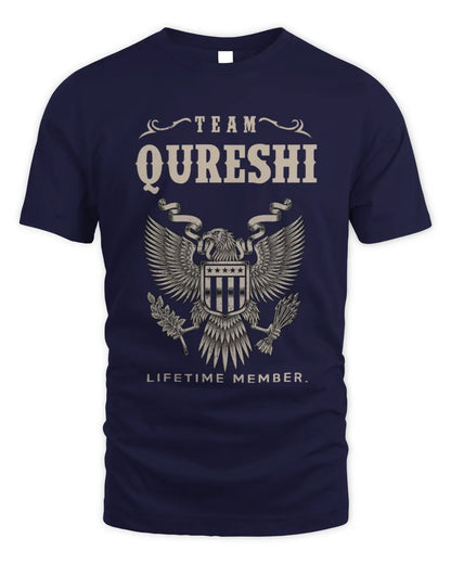 QURESHI TP06-K82 – Personalized Classic Style Apparel “Team NAME Lifetime Member” - Unisex Standard T-Shirt - Navy