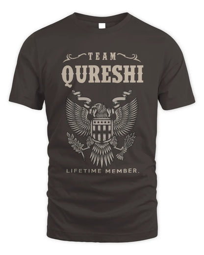 QURESHI TP06-K82 – Personalized Classic Style Apparel “Team NAME Lifetime Member” - Unisex Standard T-Shirt - Dark Chocolate