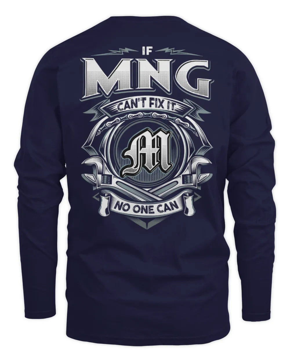 MNG AP81-K4-626 - Personalized Ahmed Quote Apparel “If Ahmed Can't Fix It, No One Can” - Men's Long Sleeved T-Shirt - Navy