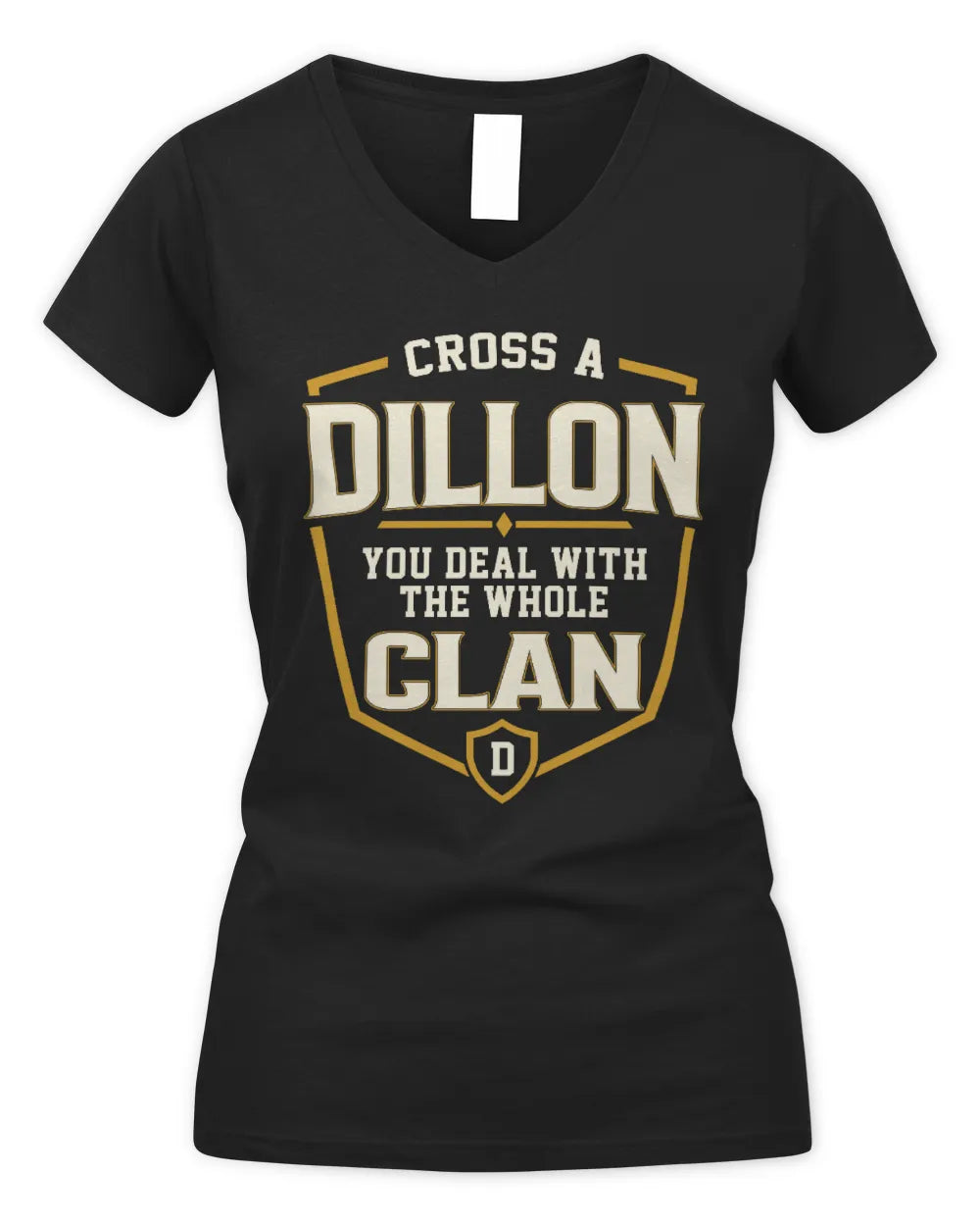 DILLON NT1-K008 Cross A/An NAME, You Deal With the Whole Clan | Personalized Vintage T-Shirt - Women's V-Neck T-Shirt - Black