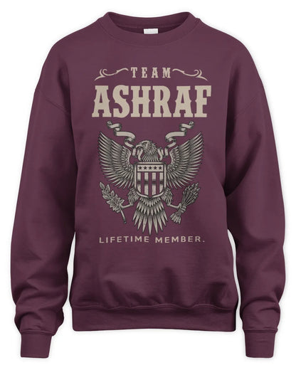 ASHRAF TP06-K82 – Personalized Classic Style Apparel “Team NAME Lifetime Member” - Unisex Sweatshirt - Maroon