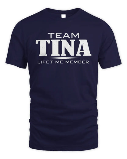 TINA BL62-K4-128 - Personalized “Team NAME Lifetime Member” - Unisex Standard T-Shirt - Navy