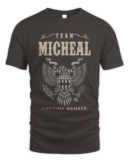 MICHEAL TP06-K82 – Personalized Classic Style Apparel “Team NAME Lifetime Member” - Unisex Standard T-Shirt - Dark Chocolate