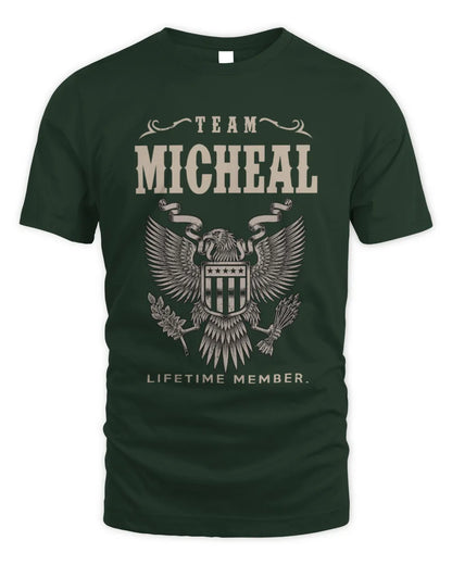 MICHEAL TP06-K82 – Personalized Classic Style Apparel “Team NAME Lifetime Member” - Unisex Standard T-Shirt - Forest Green