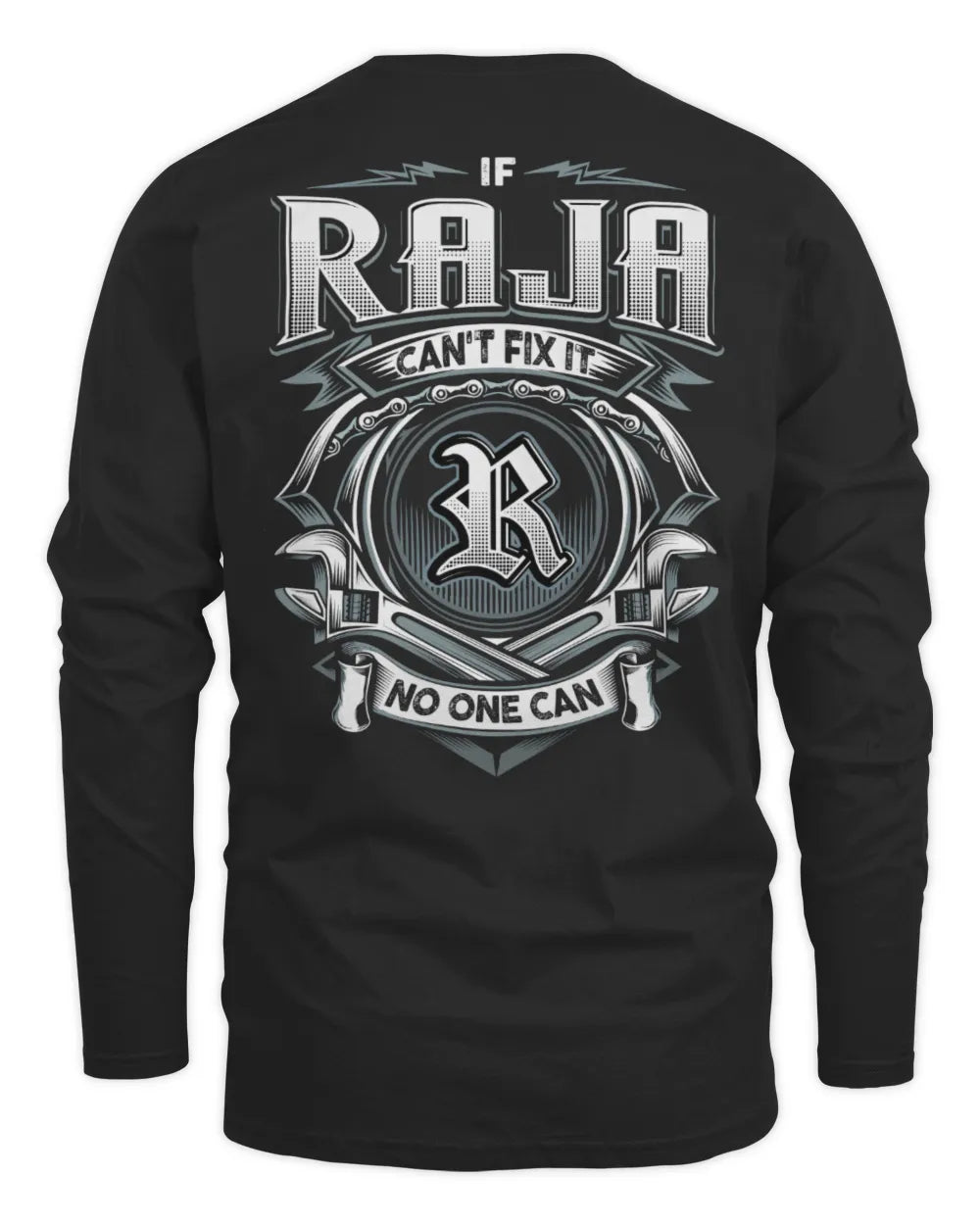 RAJA AP81-K4-626 - Personalized Ahmed Quote Apparel “If Ahmed Can't Fix It, No One Can” - Men's Long Sleeved T-Shirt - Black