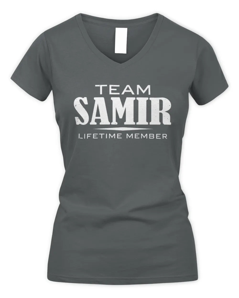 SAMIR BL62-K4-128 - Personalized “Team NAME Lifetime Member” - Women's V-Neck T-Shirt - Charcoal