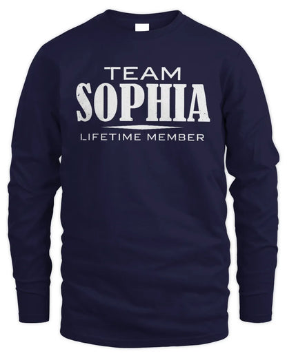SOPHIA BL62-K4-128 - Personalized “Team NAME Lifetime Member” - Men's Long Sleeved T-Shirt - Navy