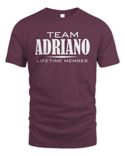 ADRIANO BL62-K4-128 - Personalized “Team NAME Lifetime Member” - Unisex Standard T-Shirt - Maroon