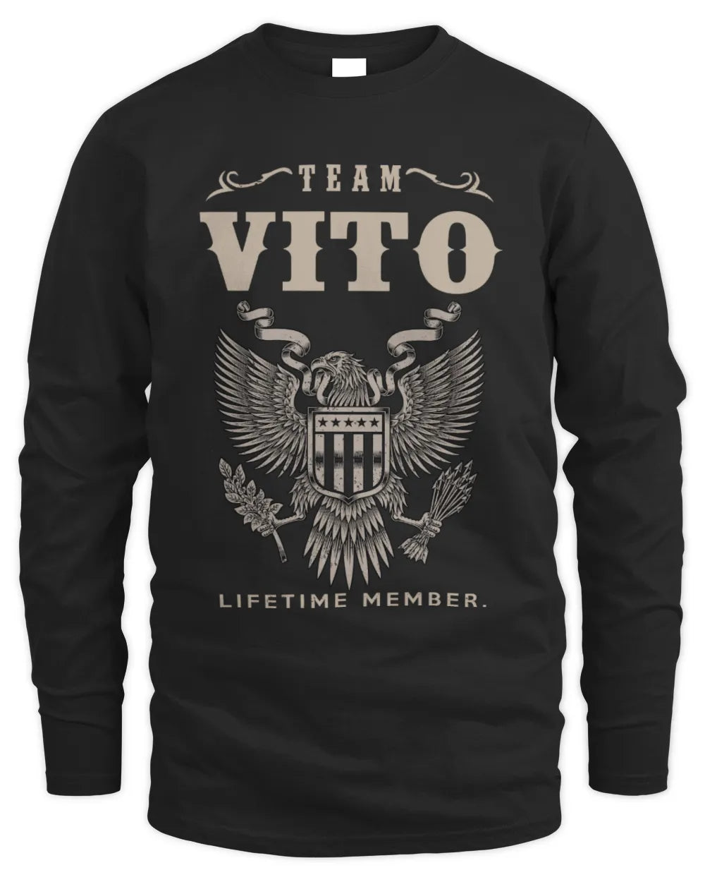 VITO TP06-K82 – Personalized Classic Style Apparel “Team NAME Lifetime Member” - Men's Long Sleeved T-Shirt - Black
