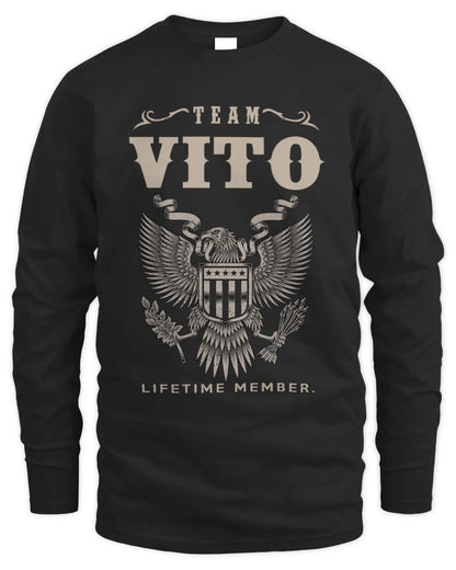 VITO TP06-K82 – Personalized Classic Style Apparel “Team NAME Lifetime Member” - Men's Long Sleeved T-Shirt - Black