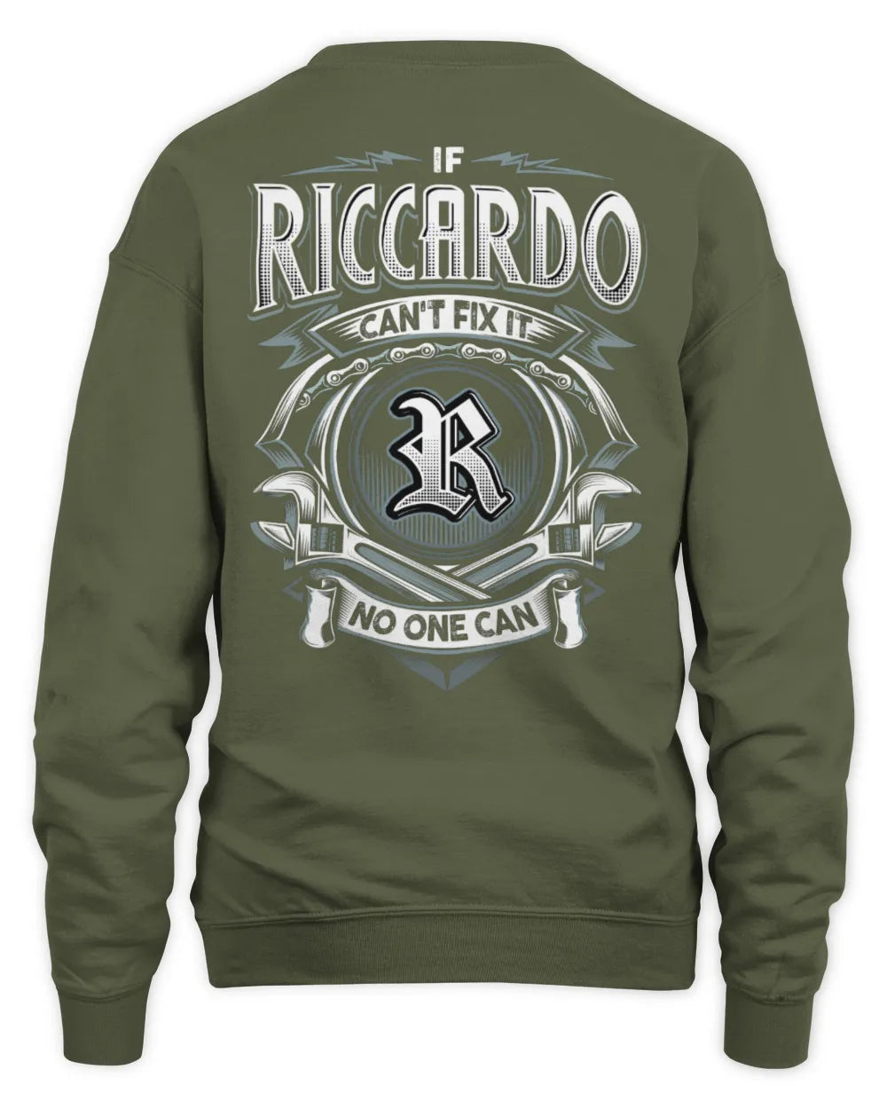 RICCARDO AP81-K4-626 - Personalized Ahmed Quote Apparel “If Ahmed Can't Fix It, No One Can” - Unisex Sweatshirt - Military Green