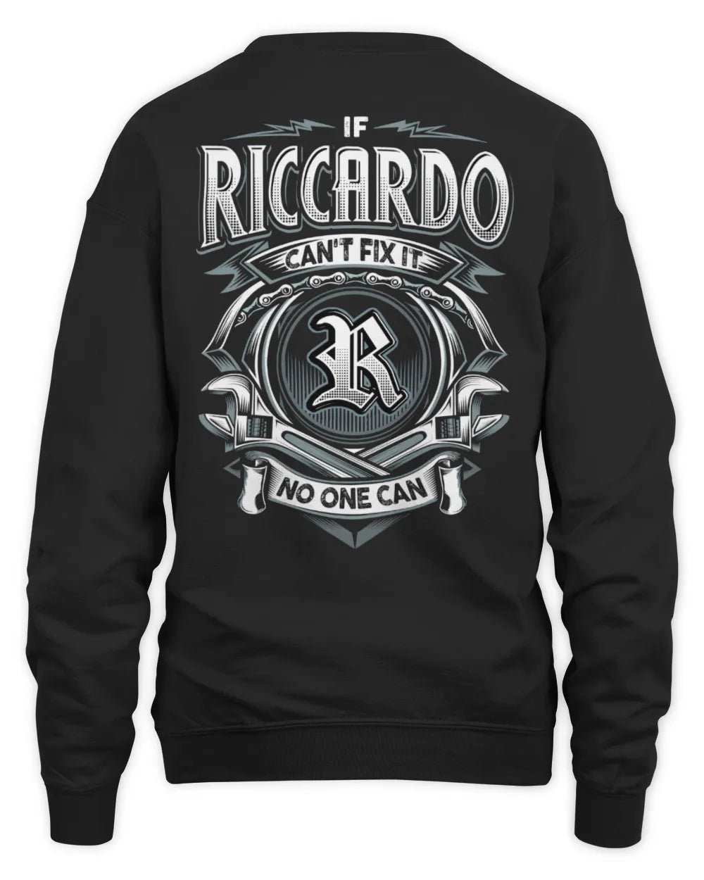 RICCARDO AP81-K4-626 - Personalized Ahmed Quote Apparel “If Ahmed Can't Fix It, No One Can” - Unisex Sweatshirt - Black