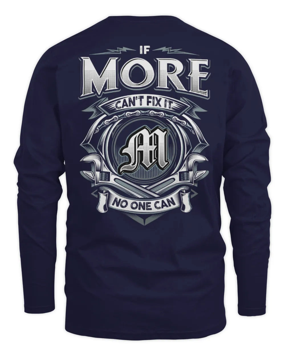 MORE AP81-K4-626 - Personalized Ahmed Quote Apparel “If Ahmed Can't Fix It, No One Can” - Men's Long Sleeved T-Shirt - Navy