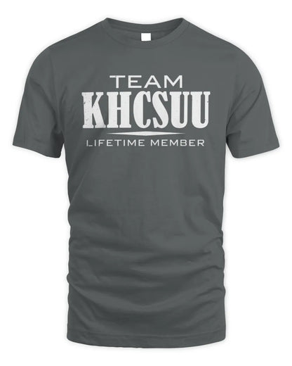 KHCSUU BL62-K4-128 - Personalized “Team NAME Lifetime Member” - Unisex Standard T-Shirt - Charcoal