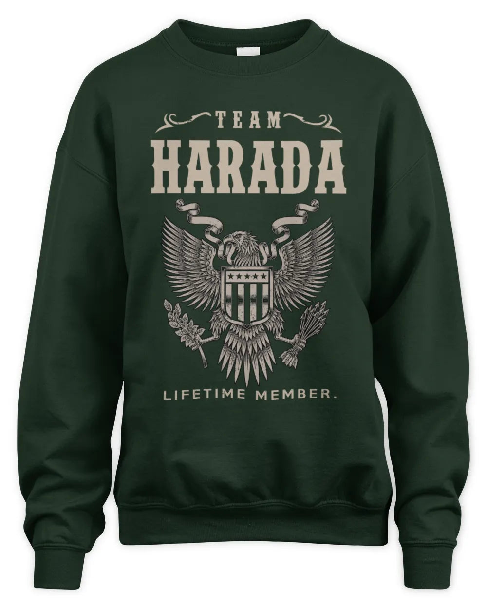 HARADA TP06-K82 – Personalized Classic Style Apparel “Team NAME Lifetime Member” - Unisex Sweatshirt - Forest Green