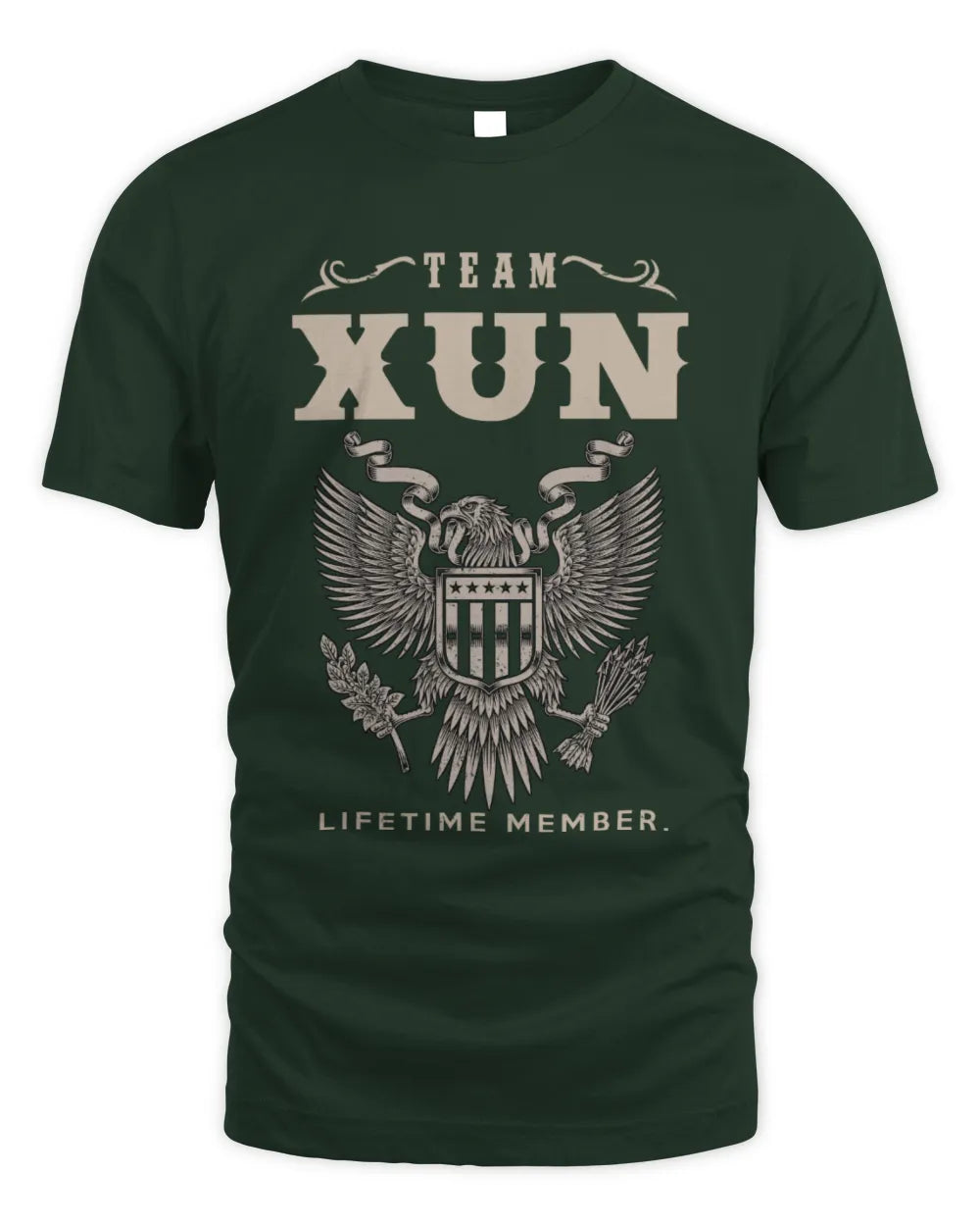 XUN TP06-K82 – Personalized Classic Style Apparel “Team NAME Lifetime Member” - Unisex Standard T-Shirt - Forest Green