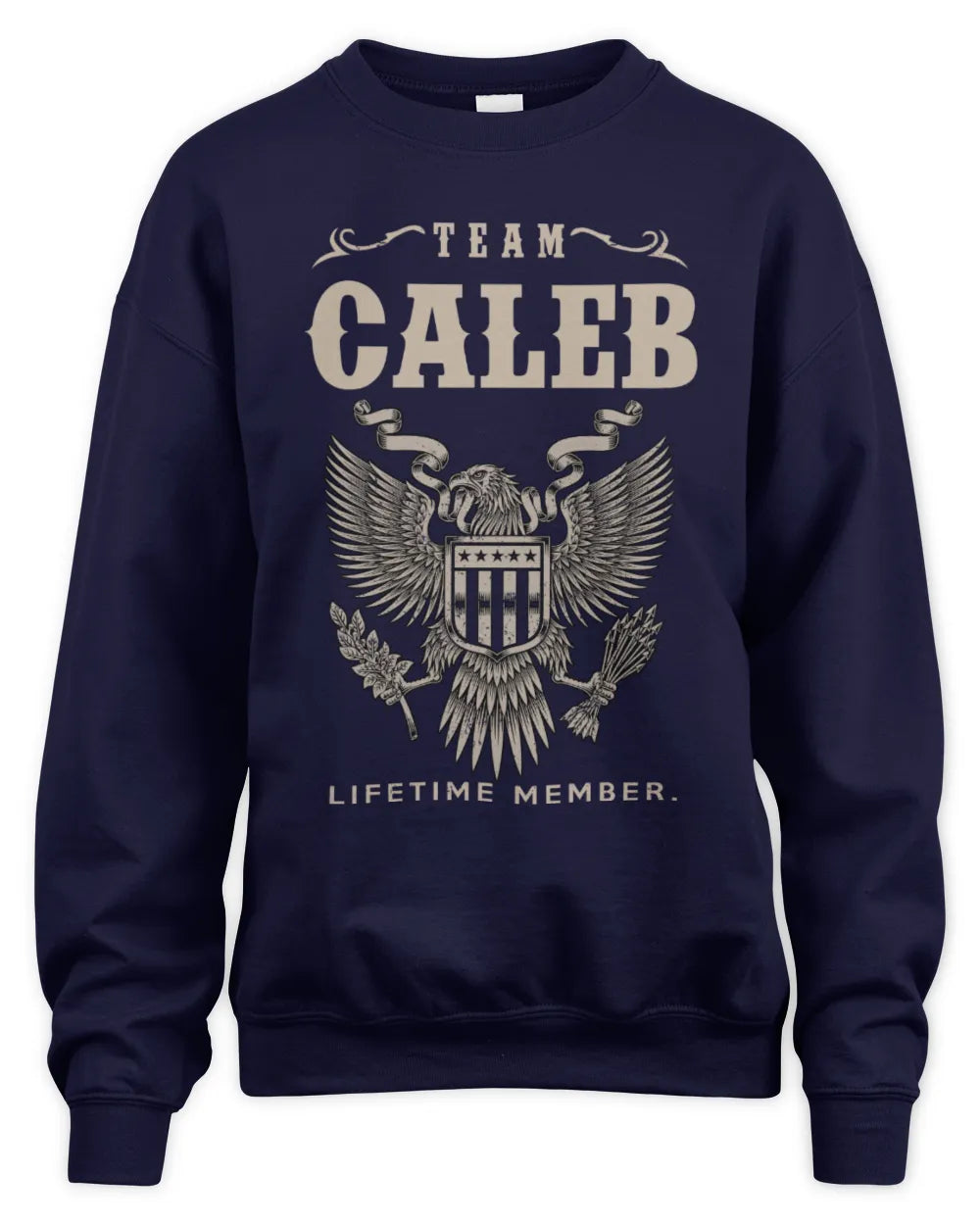 CALEB TP06-K82 – Personalized Classic Style Apparel “Team NAME Lifetime Member” - Unisex Sweatshirt - Navy