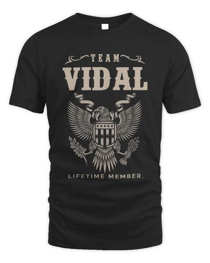 VIDAL TP06-K82 – Personalized Classic Style Apparel “Team NAME Lifetime Member” - Unisex Standard T-Shirt - Black