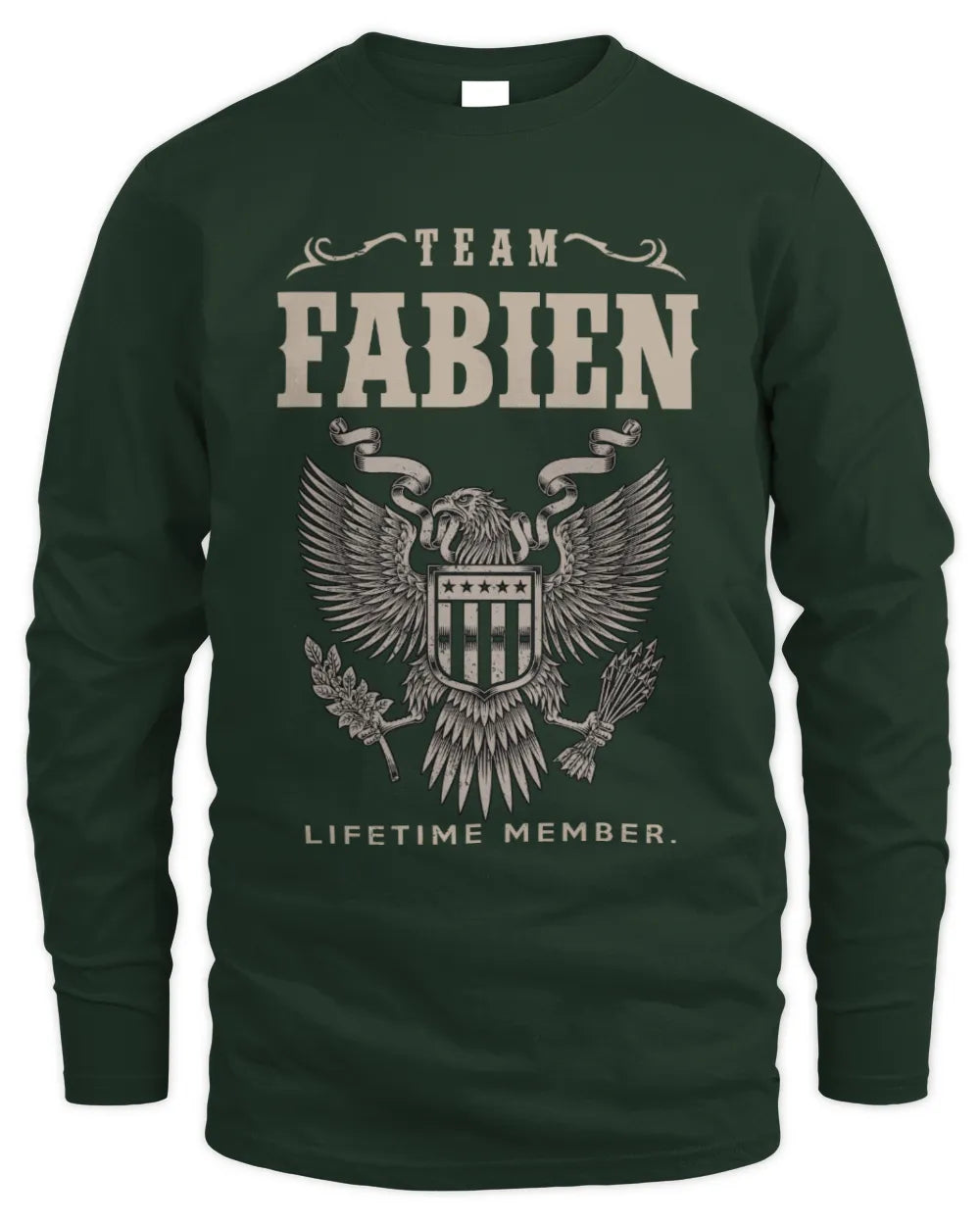 FABIEN TP06-K82 – Personalized Classic Style Apparel “Team NAME Lifetime Member” - Men's Long Sleeved T-Shirt - Forest Green