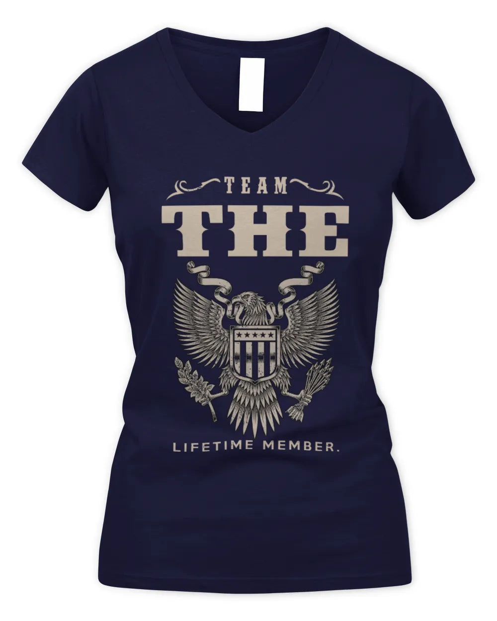 THE TP06-K82 – Personalized Classic Style Apparel “Team NAME Lifetime Member” - Women's V-Neck T-Shirt - Navy
