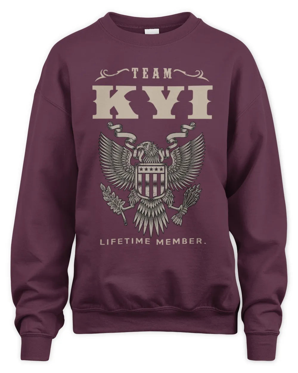 KYI TP06-K82 – Personalized Classic Style Apparel “Team NAME Lifetime Member” - Unisex Sweatshirt - Maroon