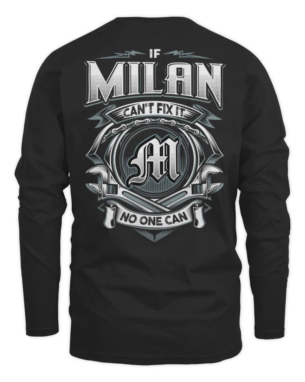 MILAN AP81-K4-626 - Personalized Ahmed Quote Apparel “If Ahmed Can't Fix It, No One Can” - Men's Long Sleeved T-Shirt - Black