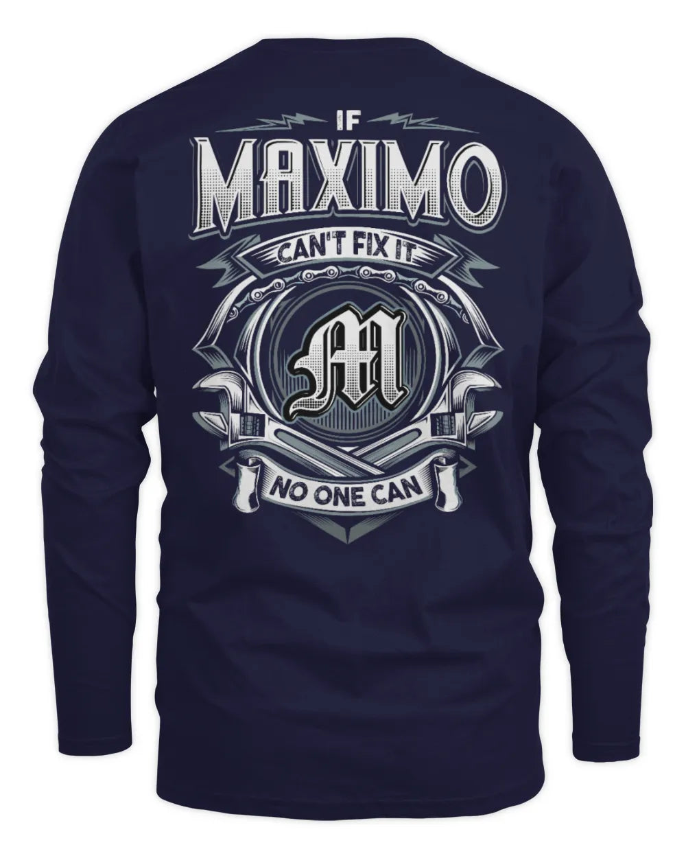 MAXIMO AP81-K4-626 - Personalized Ahmed Quote Apparel “If Ahmed Can't Fix It, No One Can” - Men's Long Sleeved T-Shirt - Navy
