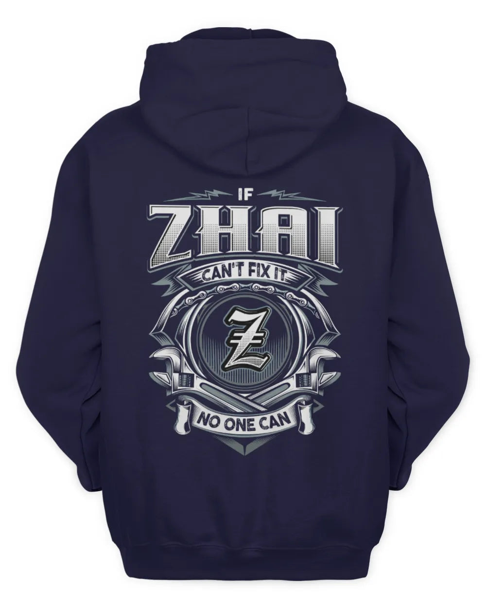 ZHAI AP81-K4-626 - Personalized Ahmed Quote Apparel “If Ahmed Can't Fix It, No One Can” - Unisex Hoodie - Navy