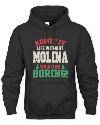 MOLINA P5 TH08 Christmas T-Shirt – “Life Without NAME Would Be Boring” - Unisex Hoodie - Black