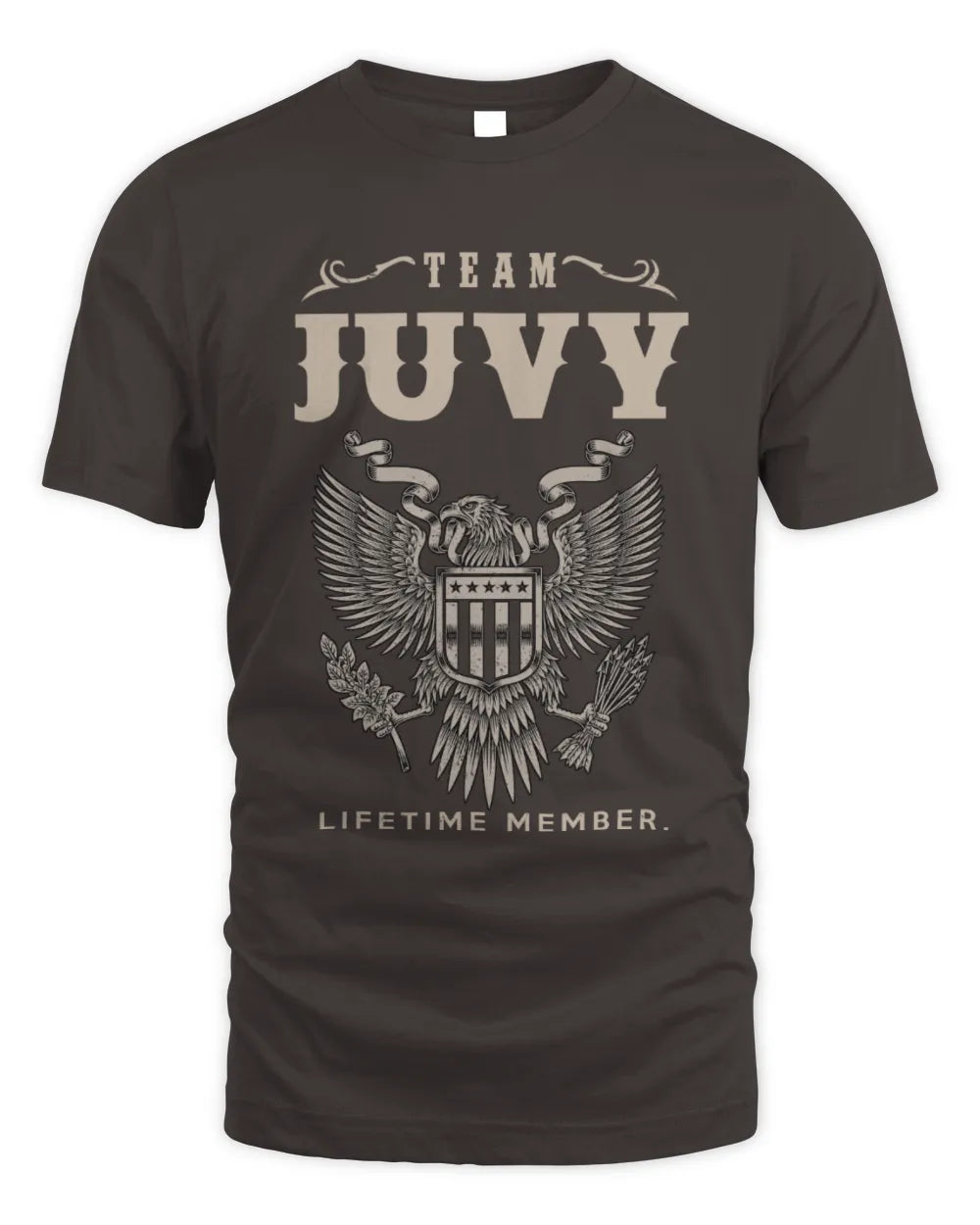 JUVY TP06-K82 – Personalized Classic Style Apparel “Team NAME Lifetime Member” - Unisex Standard T-Shirt - Dark Chocolate