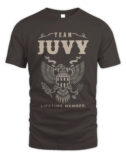 JUVY TP06-K82 – Personalized Classic Style Apparel “Team NAME Lifetime Member” - Unisex Standard T-Shirt - Dark Chocolate