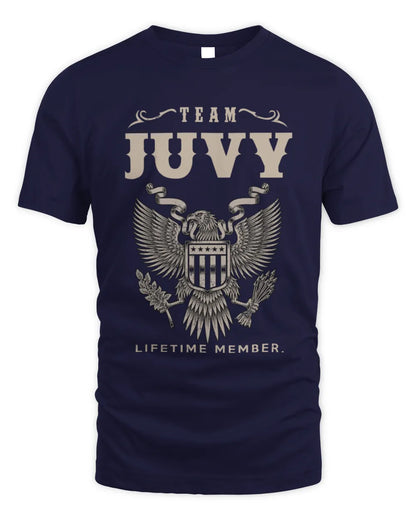JUVY TP06-K82 – Personalized Classic Style Apparel “Team NAME Lifetime Member” - Unisex Standard T-Shirt - Navy