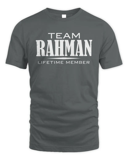 RAHMAN BL62-K4-128 - Personalized “Team NAME Lifetime Member” - Unisex Standard T-Shirt - Charcoal