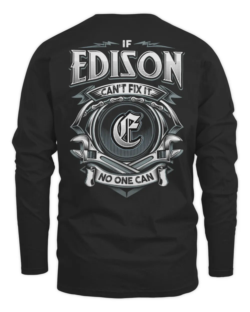 EDISON AP81-K4-626 - Personalized Ahmed Quote Apparel “If Ahmed Can't Fix It, No One Can” - Men's Long Sleeved T-Shirt - Black
