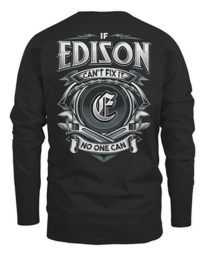 EDISON AP81-K4-626 - Personalized Ahmed Quote Apparel “If Ahmed Can't Fix It, No One Can” - Men's Long Sleeved T-Shirt - Black