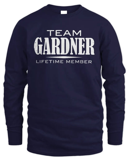GARDNER BL62-K4-128 - Personalized “Team NAME Lifetime Member” - Men's Long Sleeved T-Shirt - Navy