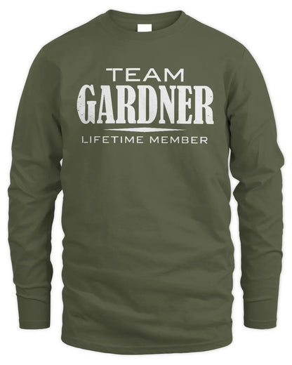 GARDNER BL62-K4-128 - Personalized “Team NAME Lifetime Member” - Men's Long Sleeved T-Shirt - Military Green