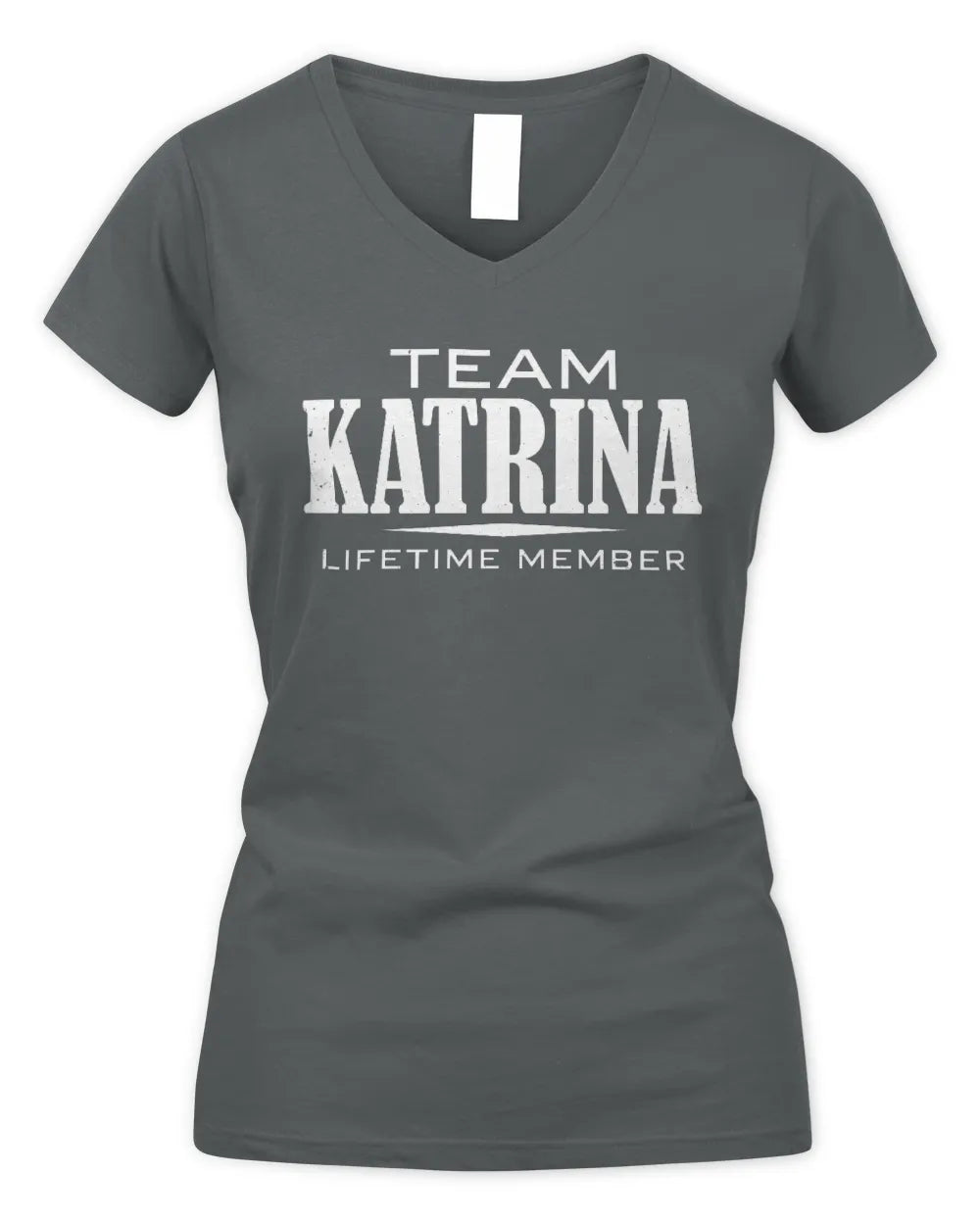 KATRINA BL62-K4-128 - Personalized “Team NAME Lifetime Member” - Women's V-Neck T-Shirt - Charcoal