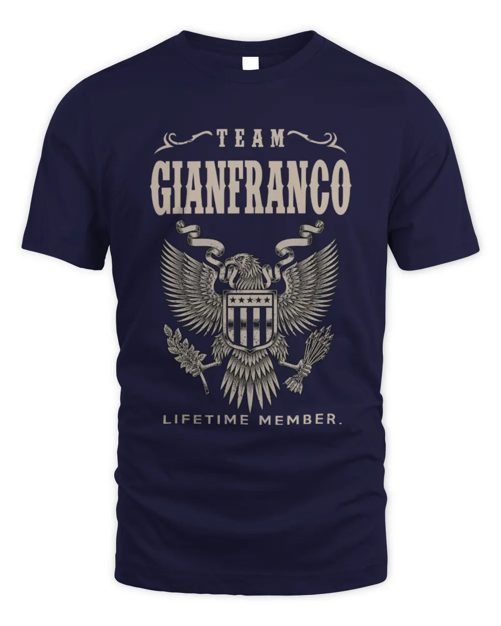 GIANFRANCO TP06-K82 – Personalized Classic Style Apparel “Team NAME Lifetime Member” - Unisex Standard T-Shirt - Navy