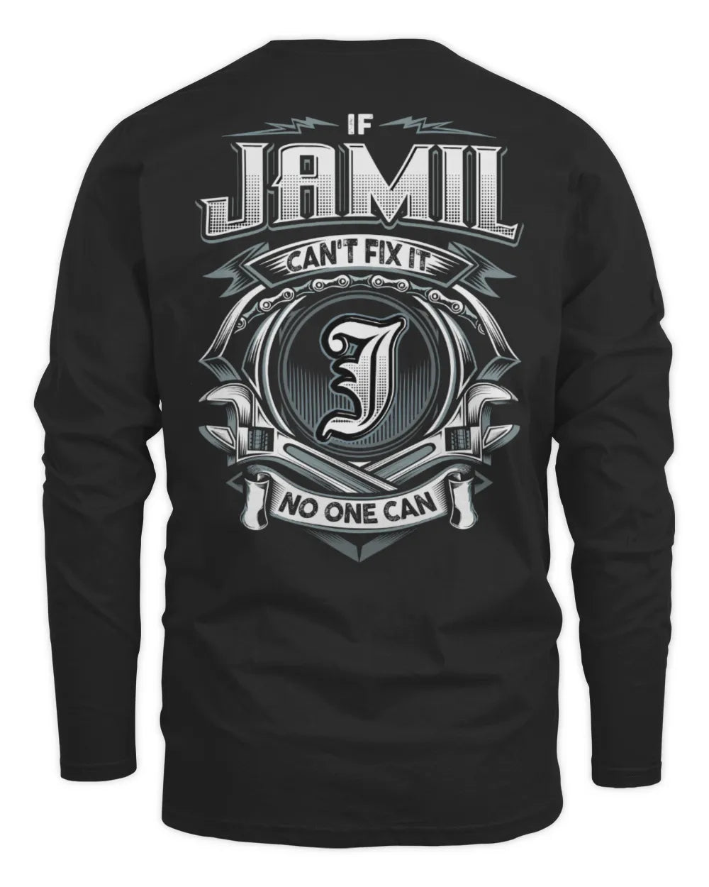 JAMIL AP81-K4-626 - Personalized Ahmed Quote Apparel “If Ahmed Can't Fix It, No One Can” - Men's Long Sleeved T-Shirt - Black
