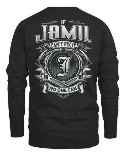 JAMIL AP81-K4-626 - Personalized Ahmed Quote Apparel “If Ahmed Can't Fix It, No One Can” - Men's Long Sleeved T-Shirt - Black