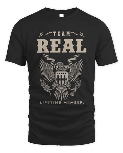 REAL TP06-K82 – Personalized Classic Style Apparel “Team NAME Lifetime Member” - Unisex Standard T-Shirt - Black